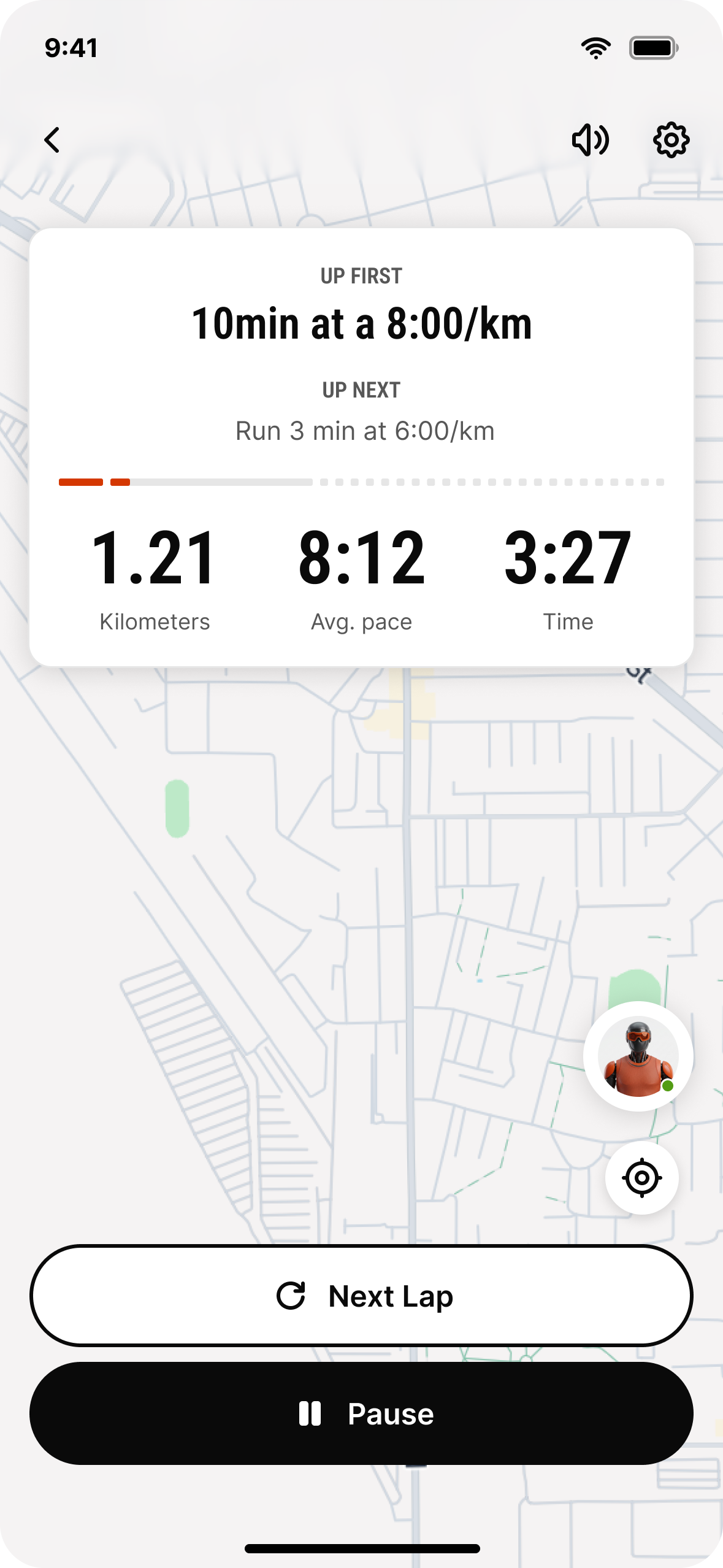 Live run tracking with map