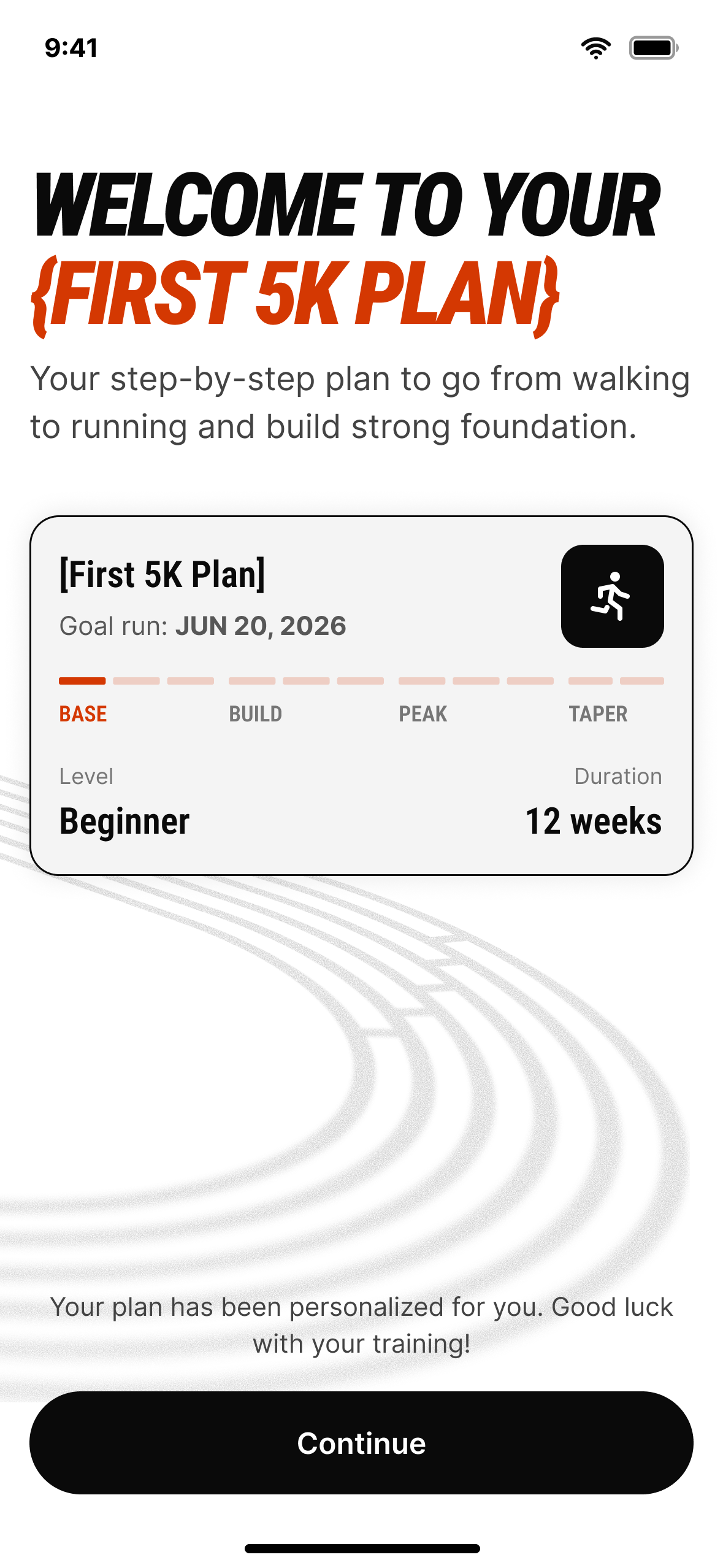 Personalized first 5K plan